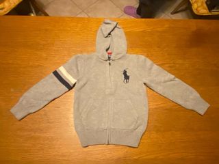 Maglione bambino Ralph Lauren con cappuccio grigio