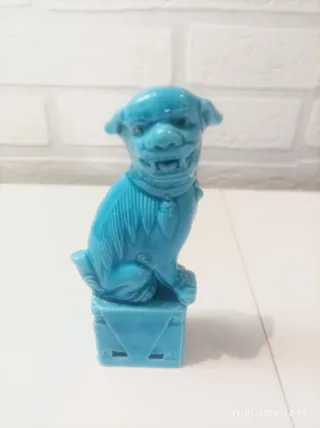 Figura Dragón Foo Azul Cerámica china.