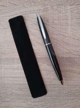 Bolígrafo Roller Negro y Plateado con funda