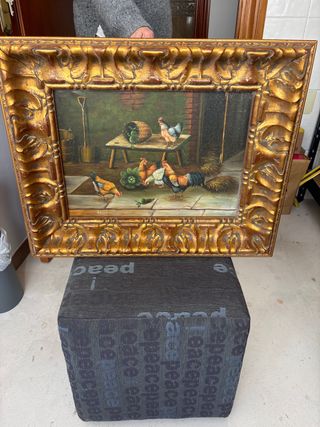 Cuadro al óleo con marco dorado