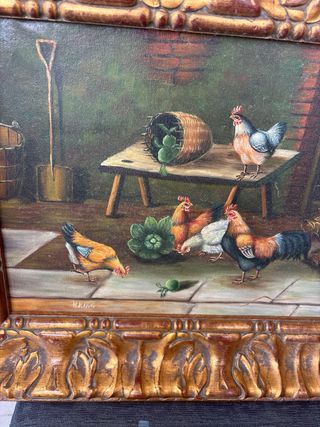 Cuadro al óleo con marco dorado