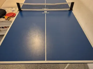 Mesa de ping pong plegable azul