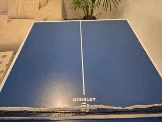 Mesa de ping pong plegable azul