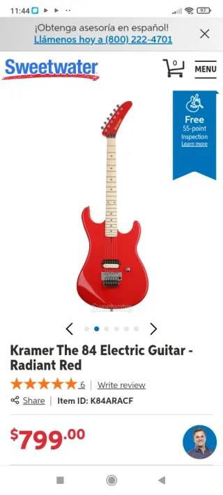 Guitarra Eléctrica Kramer 84 Roja