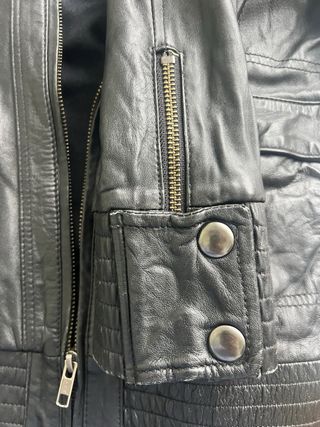 Cazadora Piel Negra Mango Talla M