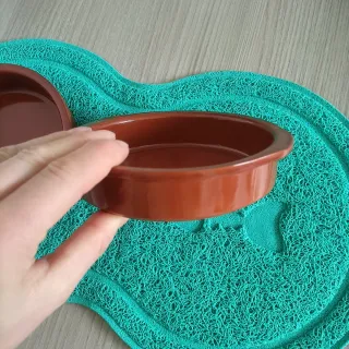 Tappetino Silicone + 2 Ciotole Ceramica Cane-Gatto