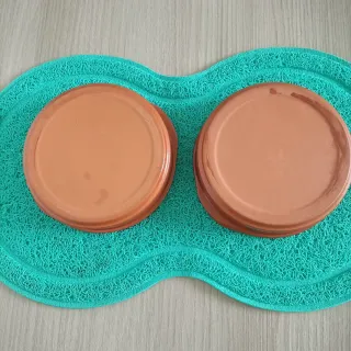 Tappetino Silicone + 2 Ciotole Ceramica Cane-Gatto