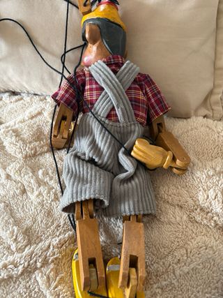 Antigua Marioneta Pinocho Tallada a Mano