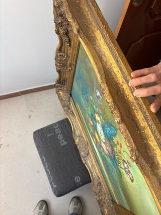 Cuadro Óleo Marco Dorado Flores