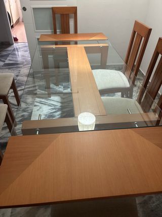 Mesa madera cristal 1,60x90.