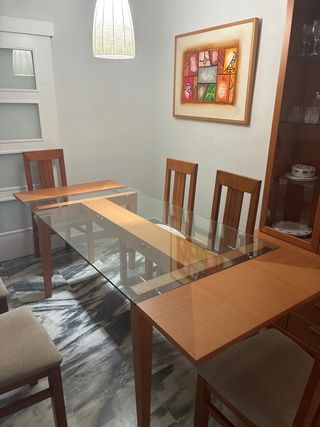 Mesa madera cristal 1,60x90.