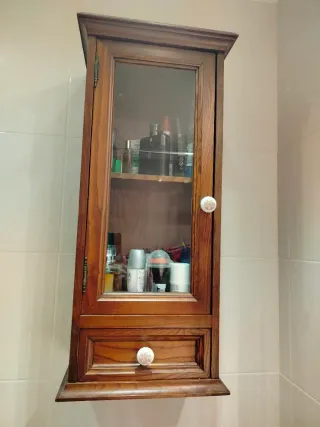 Mueble de baño clásico madera y mármol 80cm