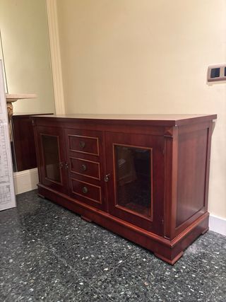 Mueble auxiliar madera y cristal
