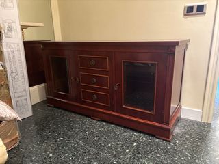 Mueble auxiliar madera y cristal