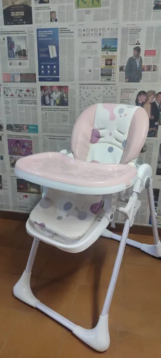 Trona plegable bebé rosa