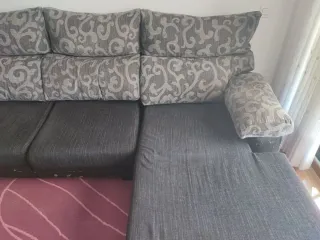 Sofá Chaise Longe Negro y Gris