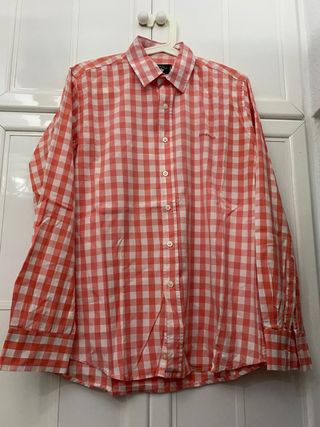 Camisa Spagnolo cuadros naranja y blanco