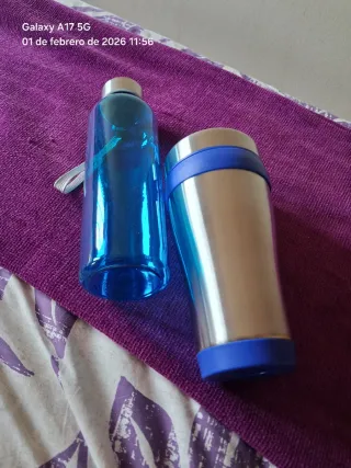 Termo y Botella Azul