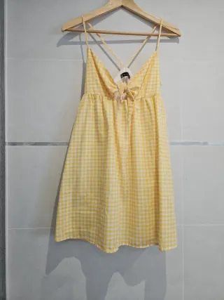 Vestido corto amarillo cuadros