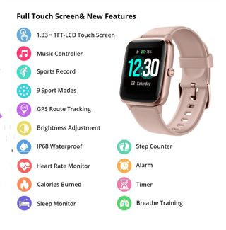 Reloj Inteligente ID205L Rosa y Dorado+10 Correas