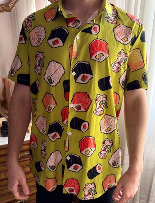 Camisa Sushi Gatos Manga Corta Talla L