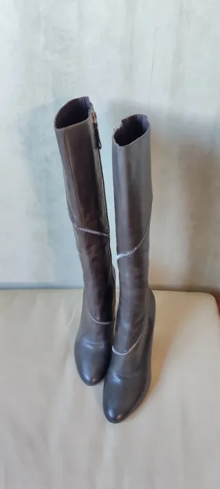 BOTAS ALTAS MUJER BRUNO PREMI PIEL GRIS CREMALLERA