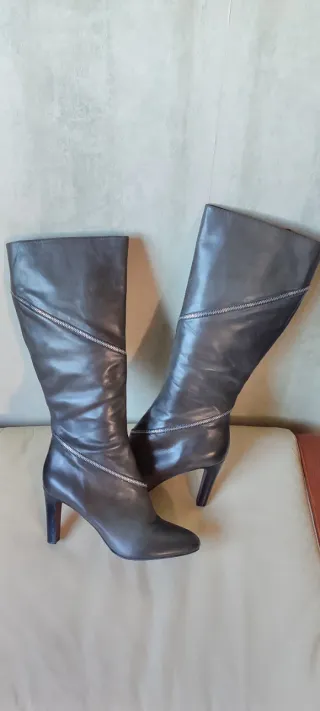 BOTAS ALTAS MUJER BRUNO PREMI PIEL GRIS CREMALLERA