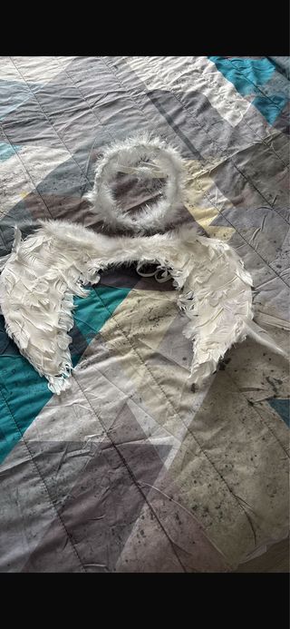 Alas y corona de ángel blancas