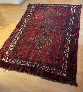 Alfombra de salon roja estilo Kilim kazak Lana