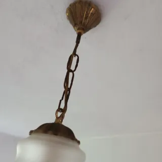 Lámpara colgante vintage color dorado y cristal