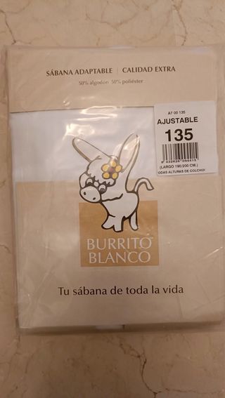 Sábana Bajera Ajustable 135cm Burrito Blanco