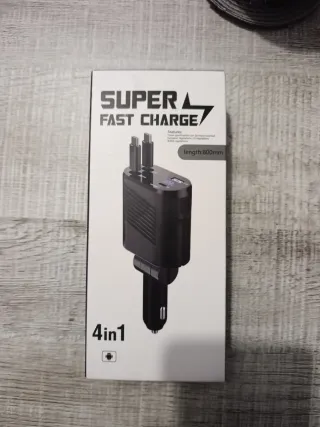 Cargador Coche Super Fast Charge 4en1