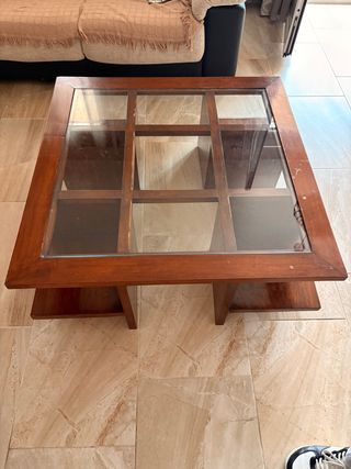 Mesa de centro madera y cristal