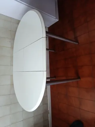 Mesa redonda cocina blanca extensible