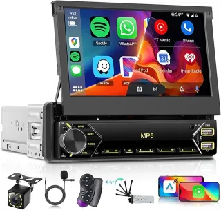 Hodozzy Radio Coche 1 DIN Retráctil con CarPlay &