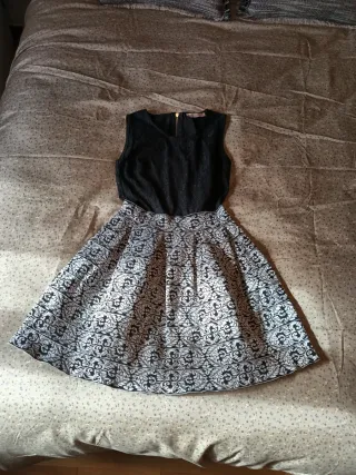 Vestido fiesta negro y blanco