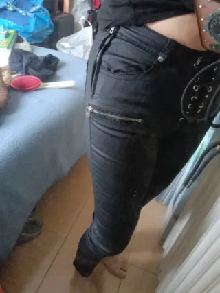 Pantalones mujer negros con cordones