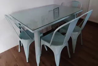 Mesa Cocina Sklum Lix 80x120 Cristal y Metal