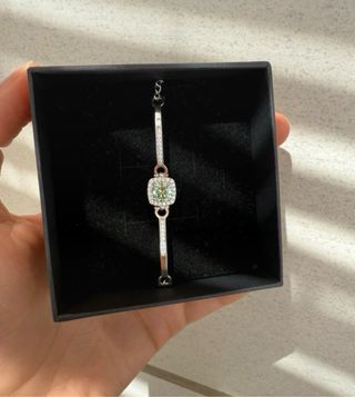 Pulsera Plata Moissanita Verde 1ct GRA