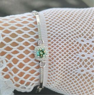 Pulsera Plata Moissanita Verde 1ct GRA