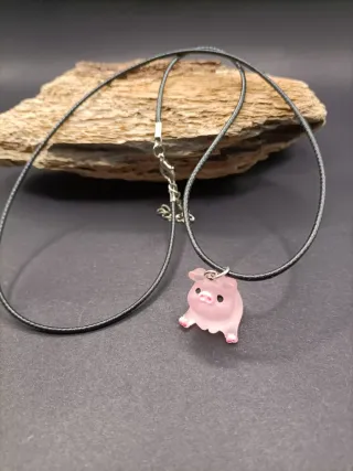 Collana ciondolo maialino rosa