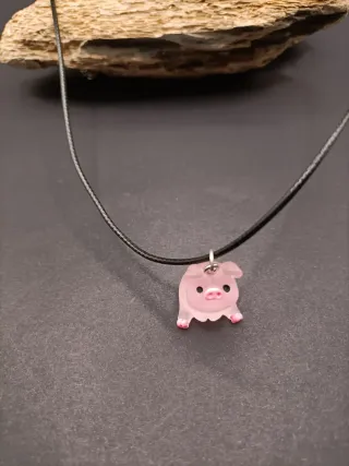 Collana ciondolo maialino rosa
