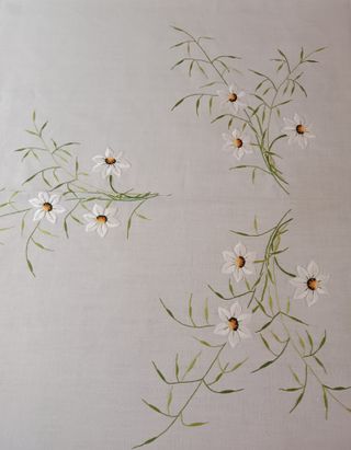 Mantelería antigua de hilo bordada a mano