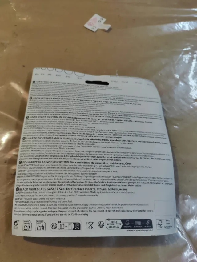 Junta refractaria 8mm x 2,5m + Pegamento