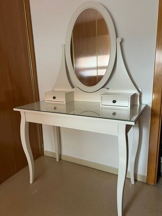 Tocador Blanco Ikea Hemnes con Espejo Ovalado