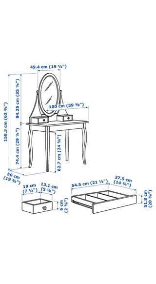Tocador Blanco Ikea Hemnes con Espejo Ovalado