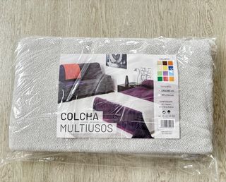 Colcha Plaid Multiusos Algodón 230x260cm Gris