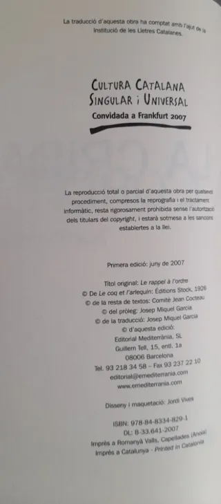 La crida a l'ordre (1a ed. 2007)