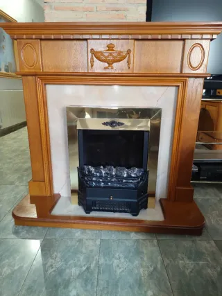 Estufa eléctrica mueble madera