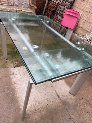 Mesa de vidrio extensible para terraza